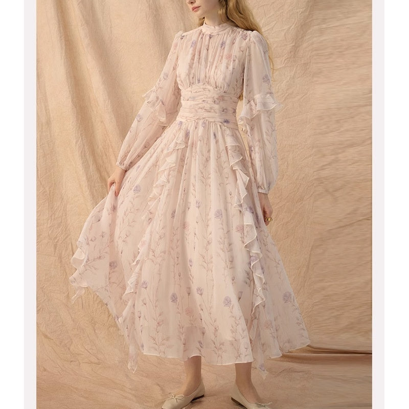 Gentle Elegant French Style Spring Chiffon Dress