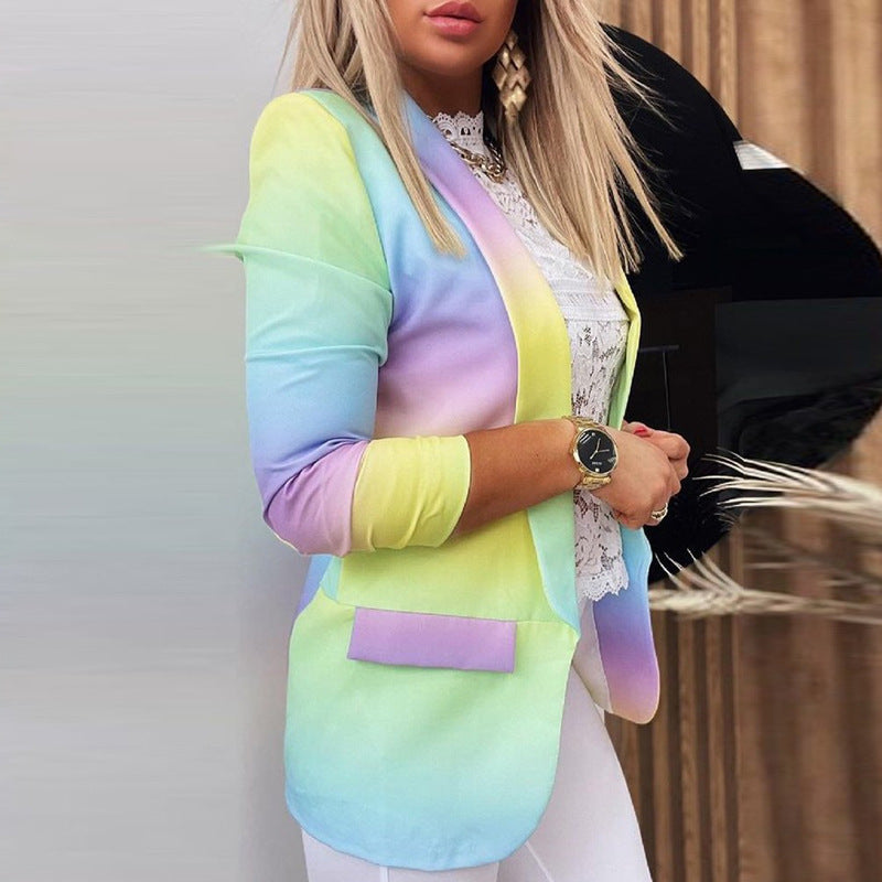 Fashion lapel slim cardigan temperament suit jacket women