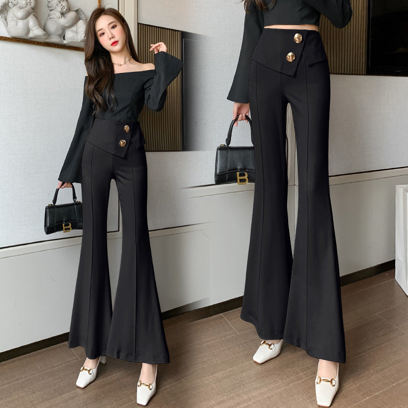 High Waist Commuter Suit Pants for Women in Black & Apricot