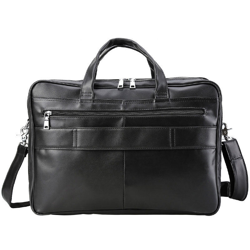 Sac d'ordinateur à main en cuir noir de grande capacité pour homme