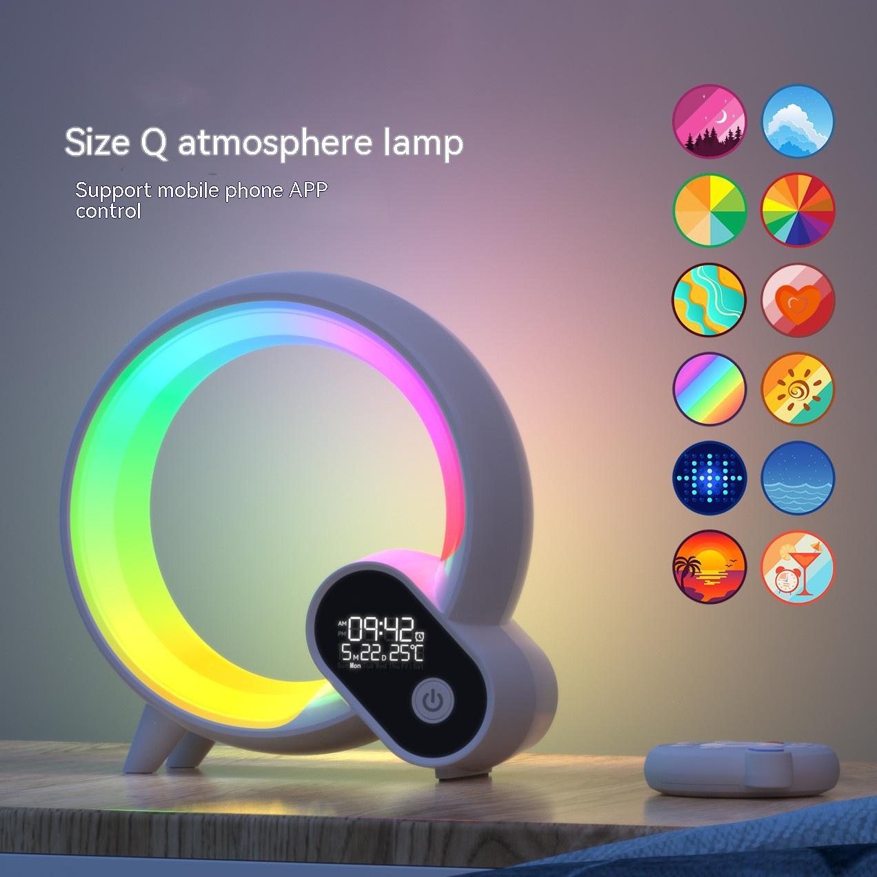 ساعة منبه ضوئية Q Light Analog Sunrise مع صوت بلوتوث وضوء أجواء ملون