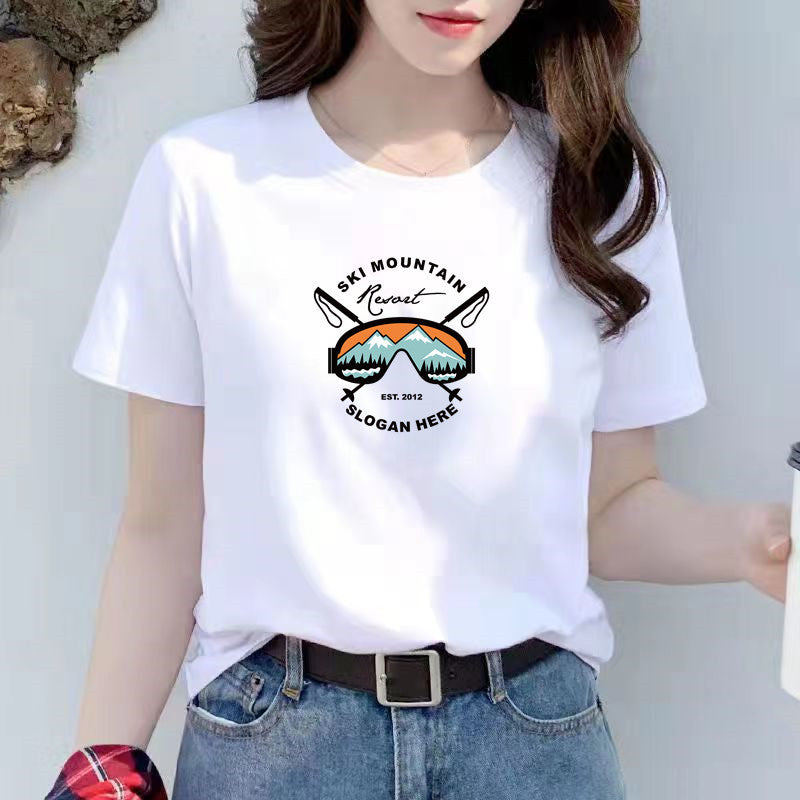 T-shirt blanc en coton à manches courtes coupe ample pour femme
