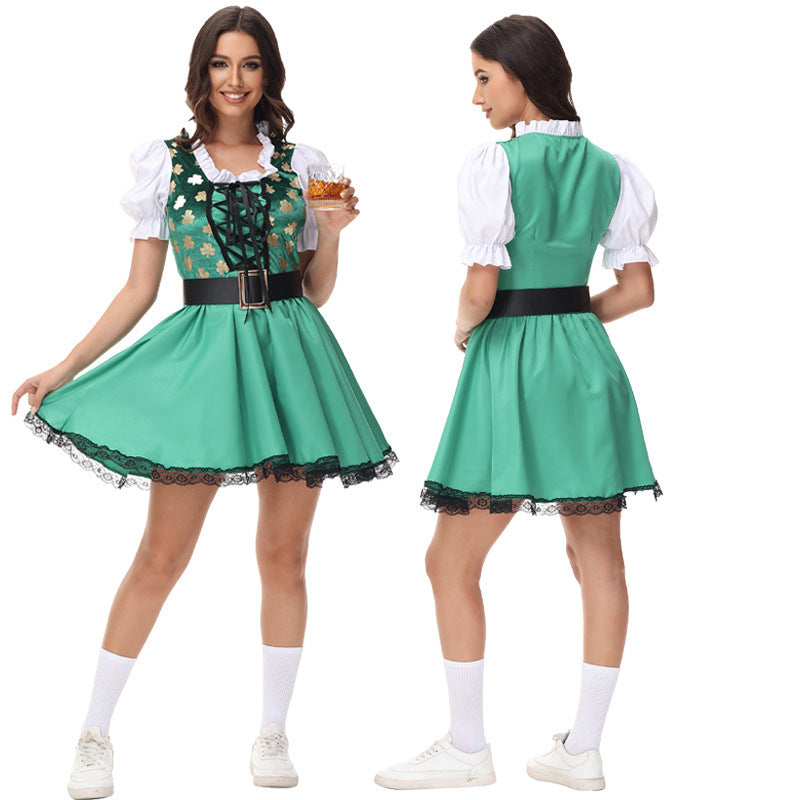 Robe de festival de bière traditionnelle en fibre de polyester verte