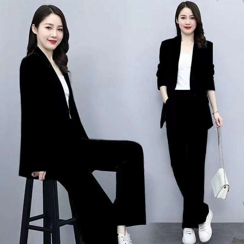 Tailleur pantalon deux pièces pour femme à jambes larges