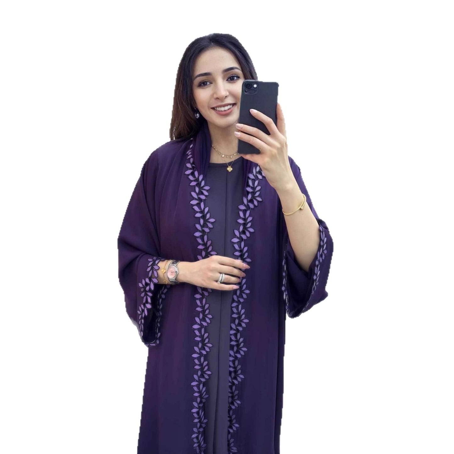 Robe abaya ample, élégante et tendance en dentelle pour femme