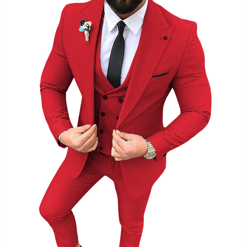 Men's Slim Fit Business Suit with Collar - Multiple Colors & Sizes
