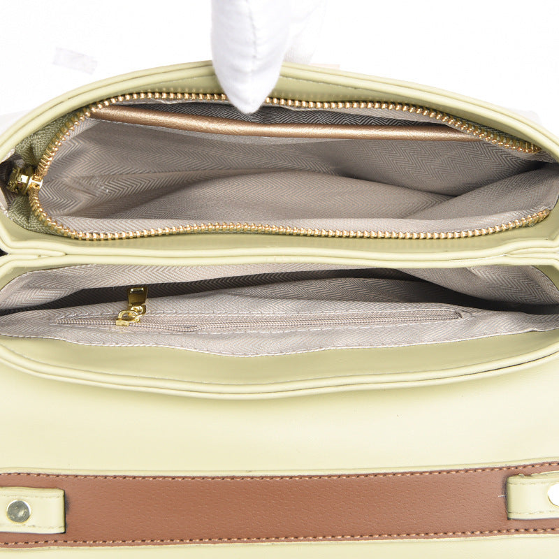 Ladies Premium Leather Gold Bar Lock Tote Bag 27x17x9cm