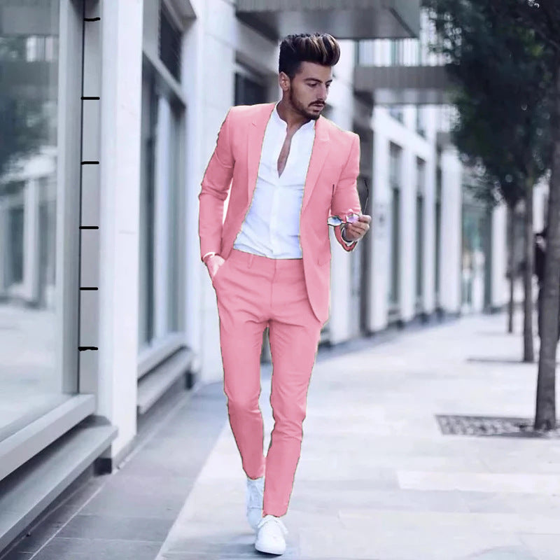 Men's Two Piece Business Casual Cotton Blend Suit