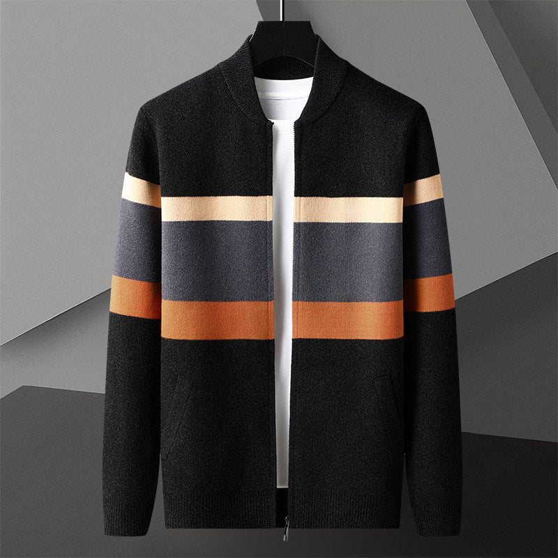 Mens Knitted Cardigan Sweater Jacket for Spring and Autumn