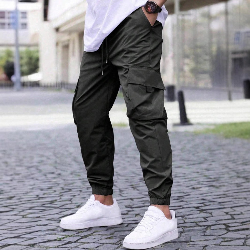 Workwear Casual Drawstring Elastic Waist Track Pants