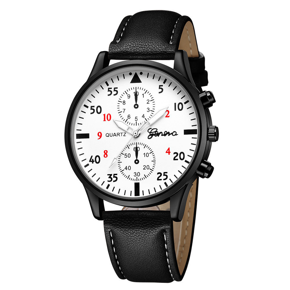 Montre décontractée à quartz pour homme avec cadran de 42 mm et bracelet en PU, cadeau idéal