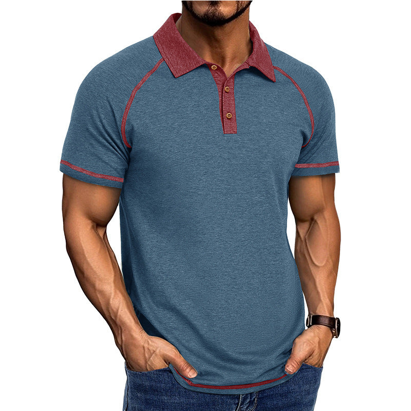 Men's Short-Sleeve Lapel Polo T-Shirt Polyester Fiber
