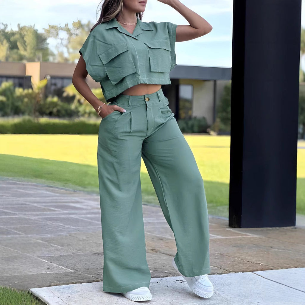 Ensemble deux pièces taille haute style western en vert paon, bleu marine et noir