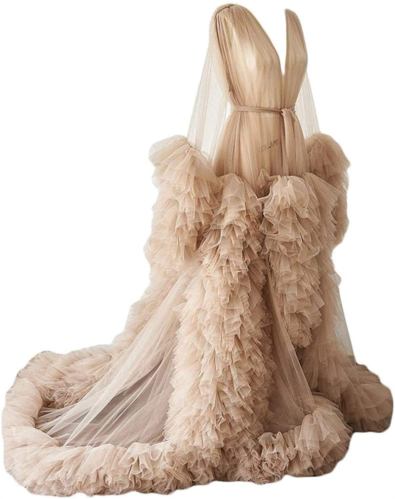 Women's Fashion Mesh Maternity Long Dress