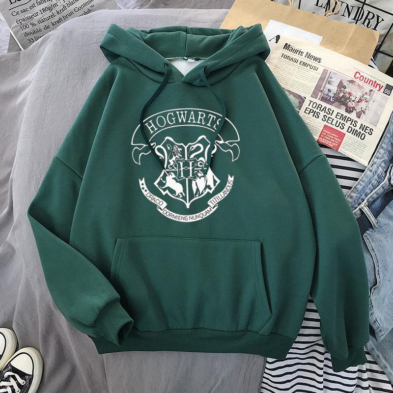 Autumn Winter Casual Loose-Fit Printed Hoodie Sweater