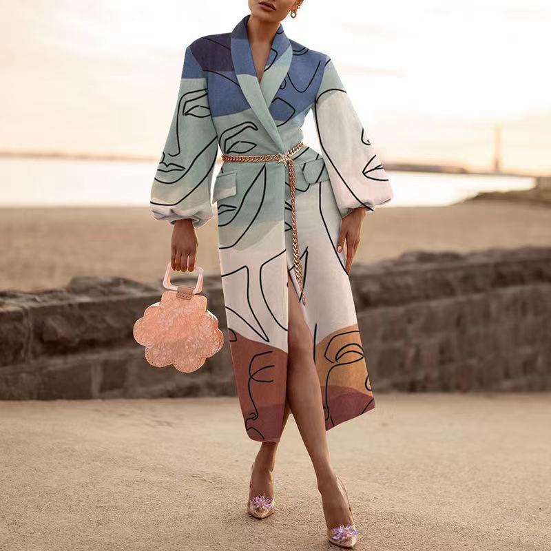 Lapel Long Sleeve Casual Warm Woolen Coat