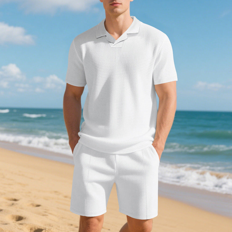Loose Polo Shirt and Shorts Casual Set Short Sleeve