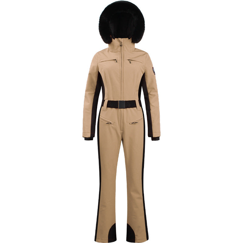 Combinaison de ski d'hiver professionnelle double couche thermique imperméable et ajustée