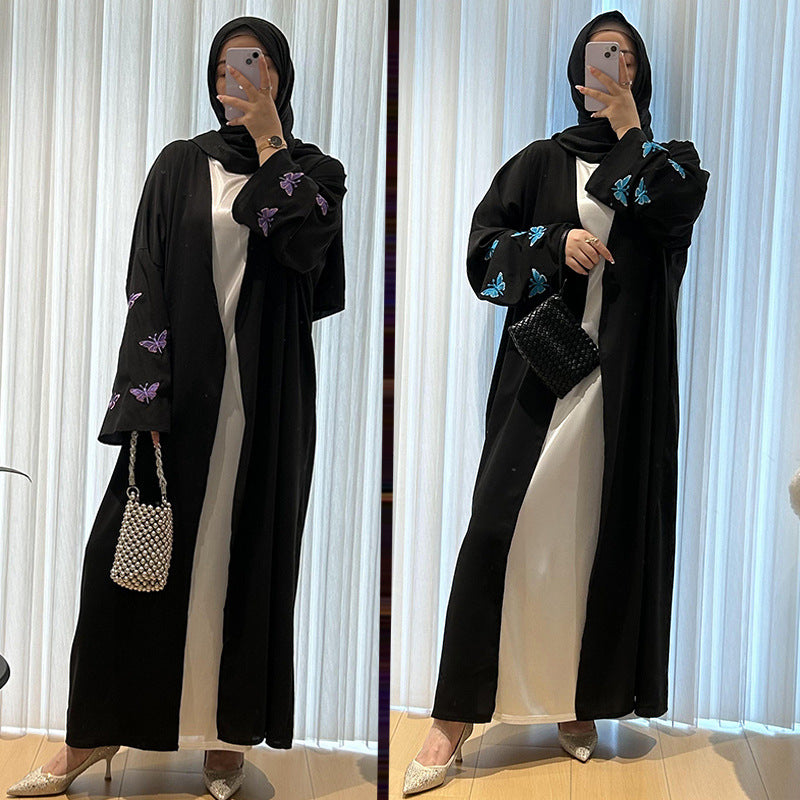 Robe à manches chauve-souris imprimé animal pour femmes musulmanes grandes tailles