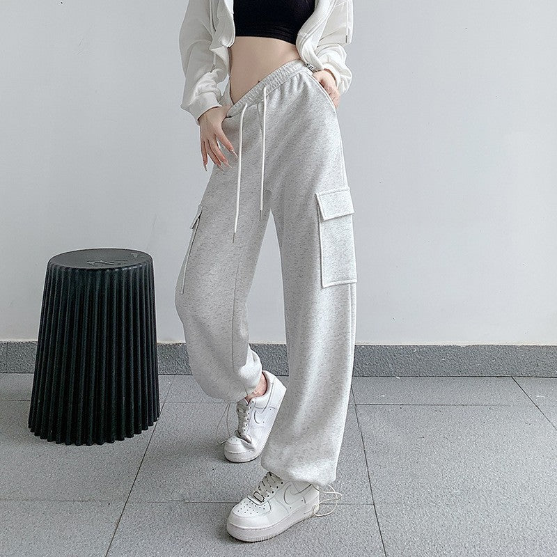 American Style Women's Casual Loose Tapered Drawstring Overalls