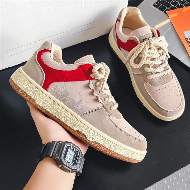 Lace-up Casual Shoes Men Soft Thick Sole Fashion Comfortable Breathable Flats Sneakers