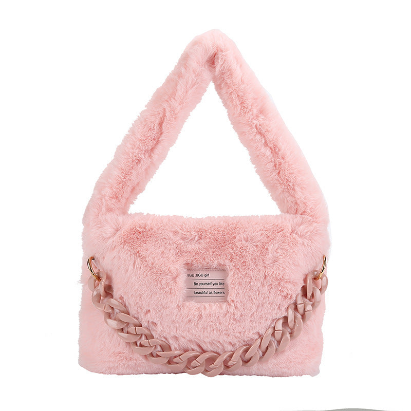 Ladies Plush Acrylic Chain Bag – Small & Large Sizes