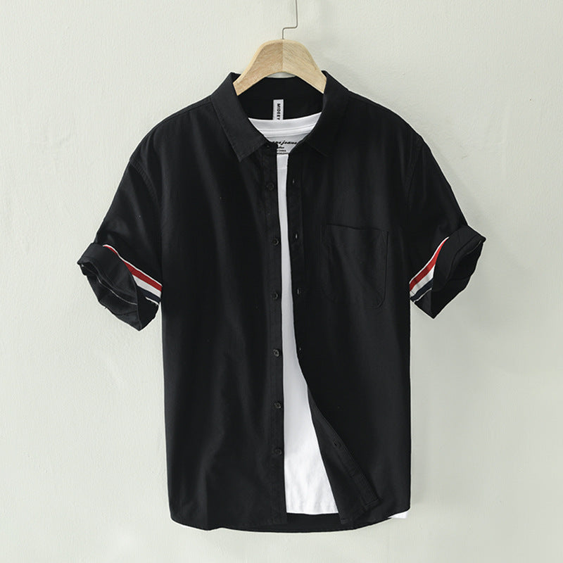 Men’s Short-sleeved Shirt Trendy Loose Printed Striped