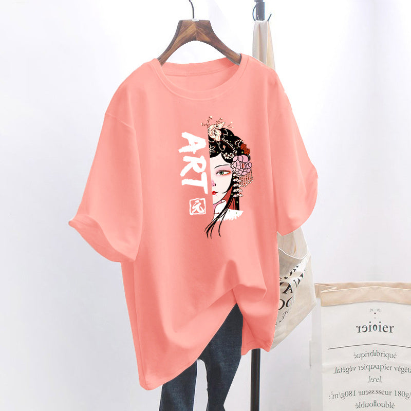 T-shirt ample à manches courtes pour femmes grandes tailles