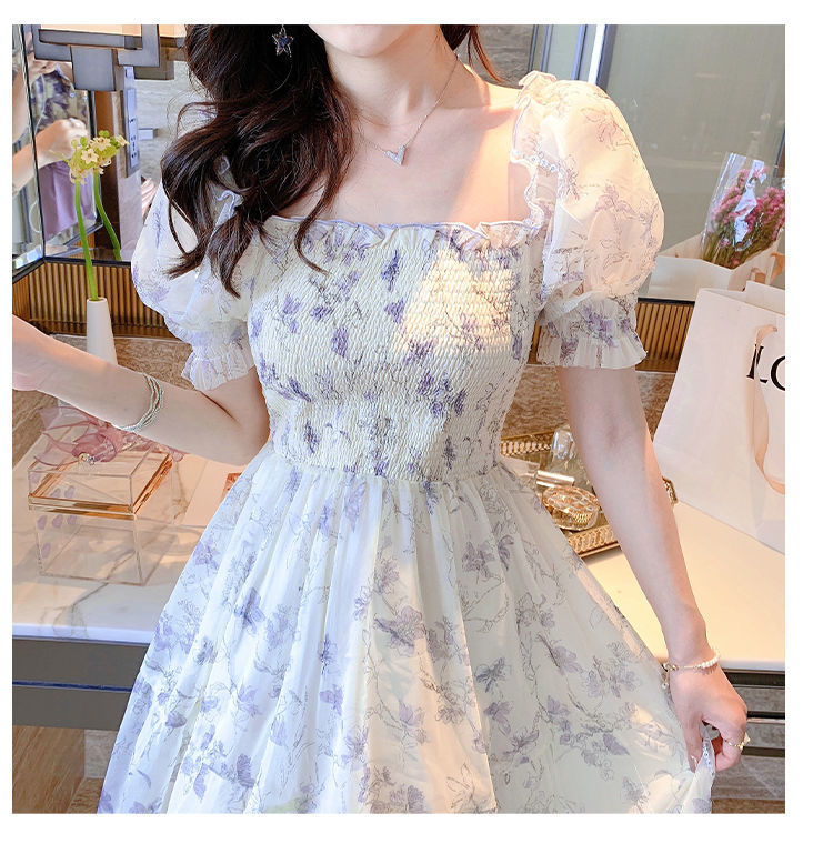 Ladies Fashion Personality Floral Chiffon Dress