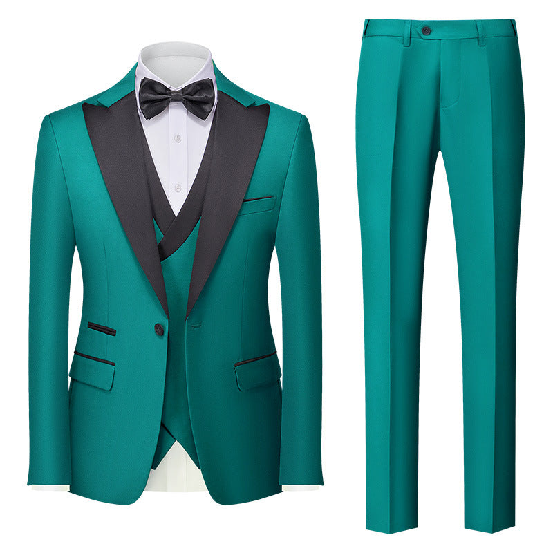 Men's Slim-Fit Three-Piece Cotton Blend Suit