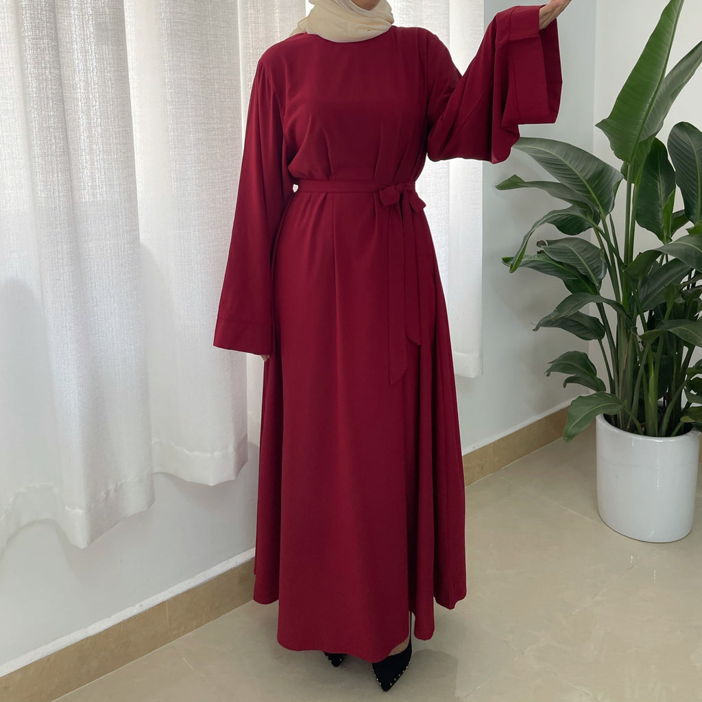 Plus Size Elegant Muslim Long Sleeve Dress with Zipper