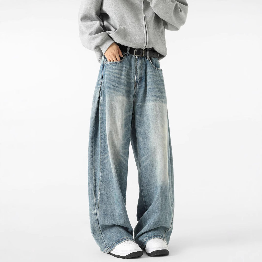 American Jeans Men Straight Light Blue Cotton Trousers