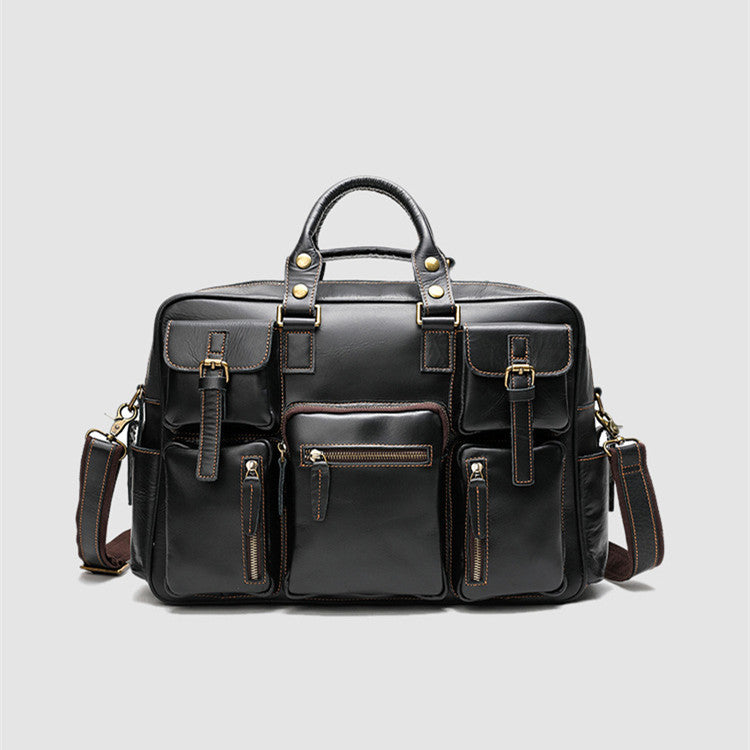Men's Large Capacity Top Layer Cowhide Leather Messenger Bag