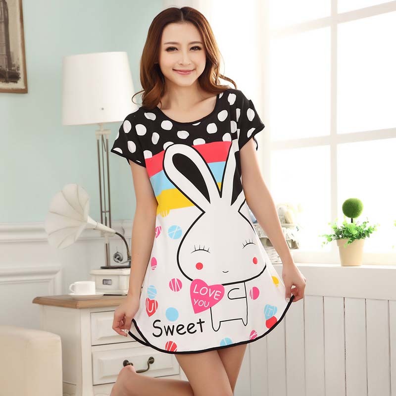 Milk Silk Short-Sleeve Nightdress for Women Pajamas