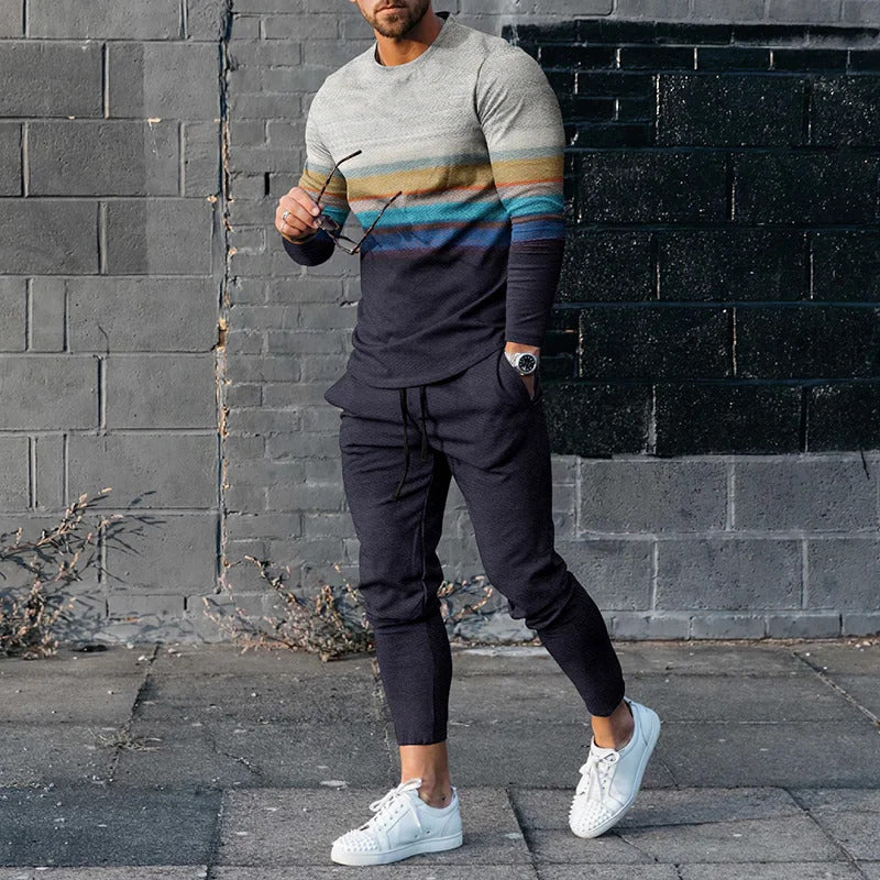 Casual Loose Gradient Long Sleeve Sweater Two-Piece Set