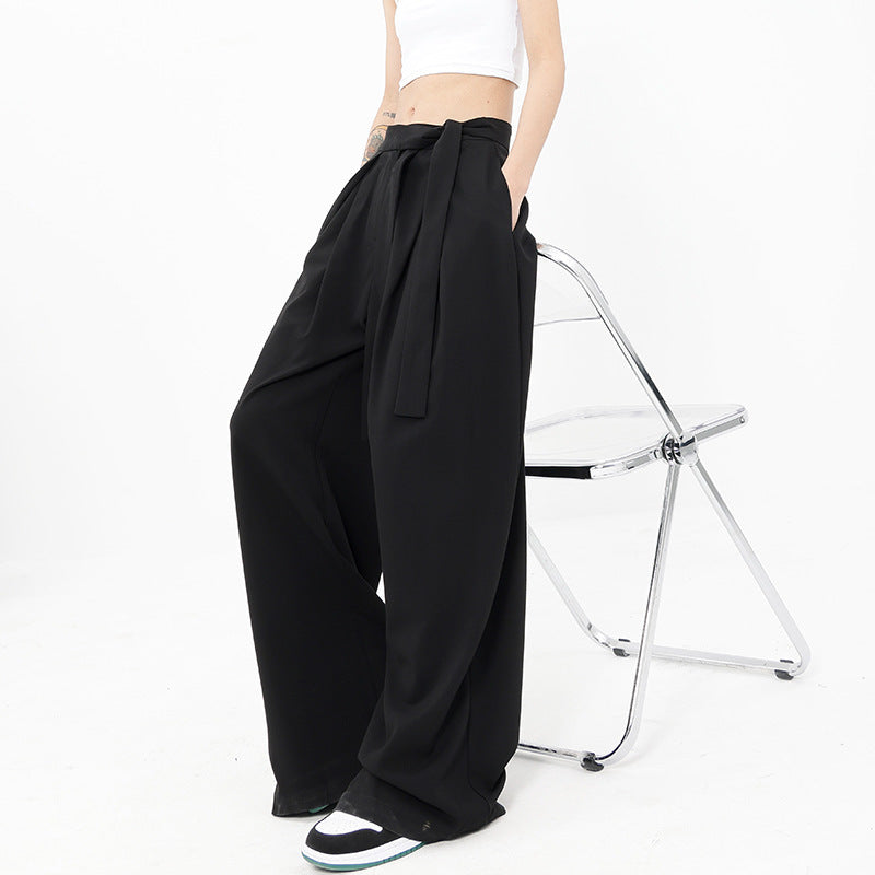 Fashion Women's Casual Wide Leg Mid Waist Trousers