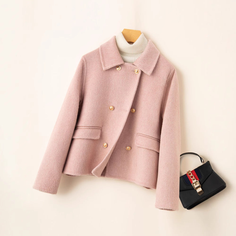 Double-Sided Women's Short Wool Overcoat Small Size