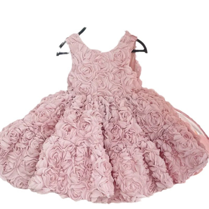Robe de Princesse Rose pour Bébé Fille 1 An Anniversaire