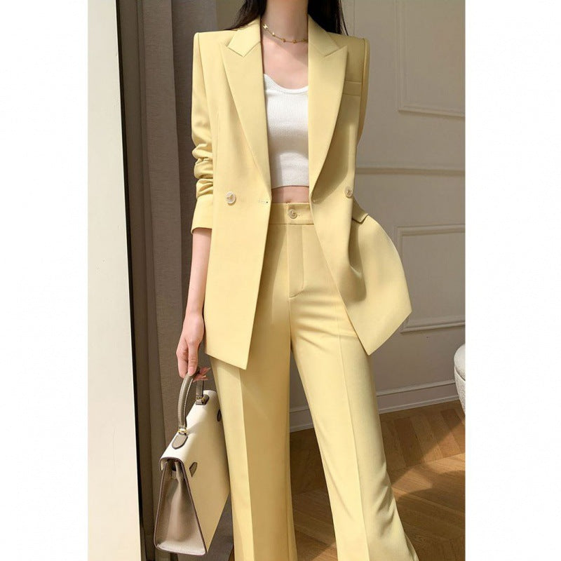 Ensemble deux pièces de loisirs jaune en polyester pour femme, tailles S à 2XL