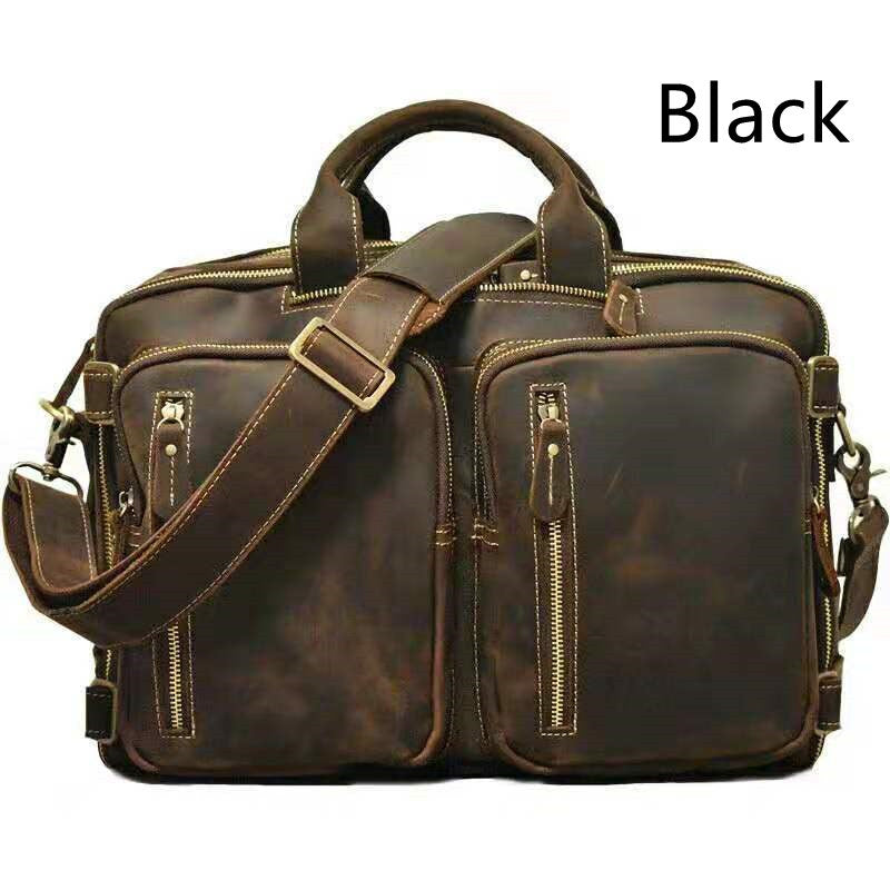 Sac Messenger Noir en Cuir Véritable pour Homme, à Bandoulière Unique
