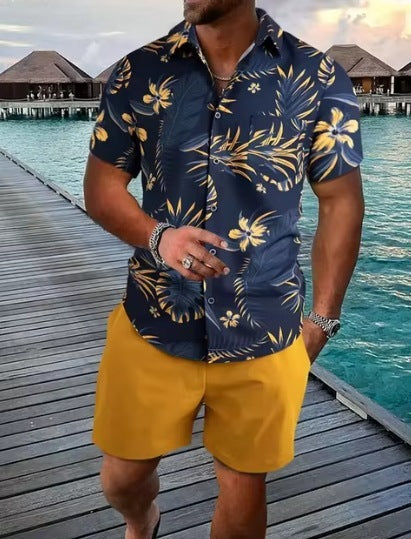 3D Digital Print Short Sleeve Shirt and Shorts Set