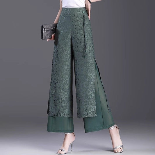 Irregular Style Split Pants Thin High Waist Loose