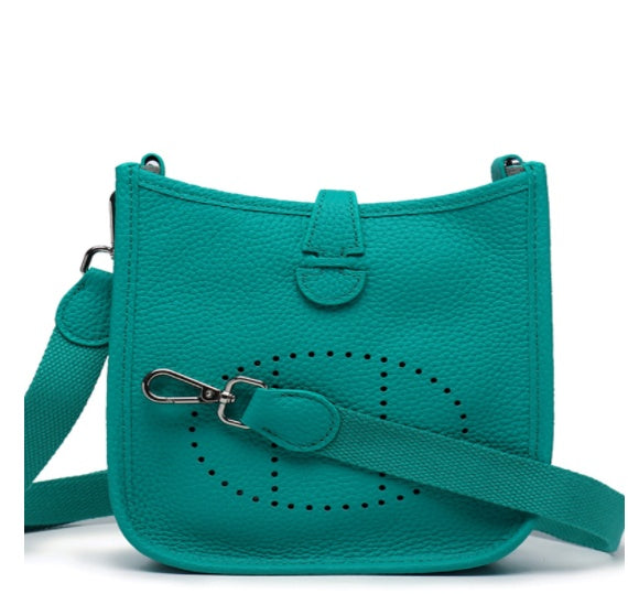 Women's Cowhide Hollow Bucket Shoulder Messenger Bag