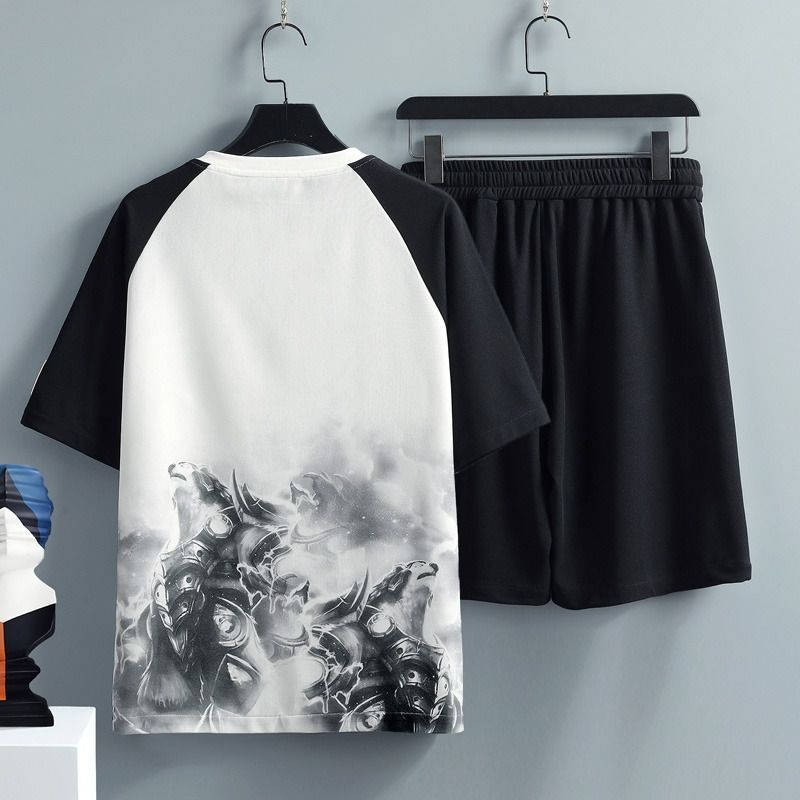Men's Summer Casual Sports Set with T-Shirt & Shorts