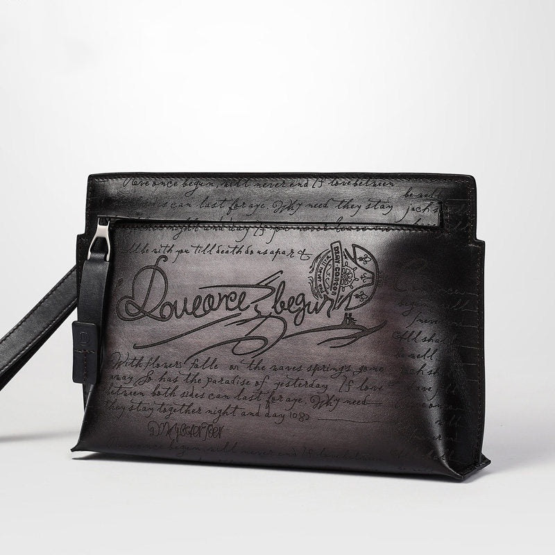 Pochette de mode personnalisée en cuir de vachette pour homme