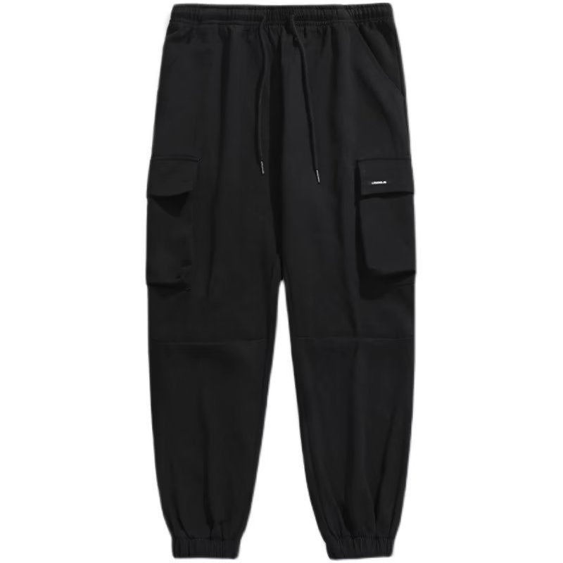 Men's Loose Tapered Cargo Pants Mid Waist Cropped Summer