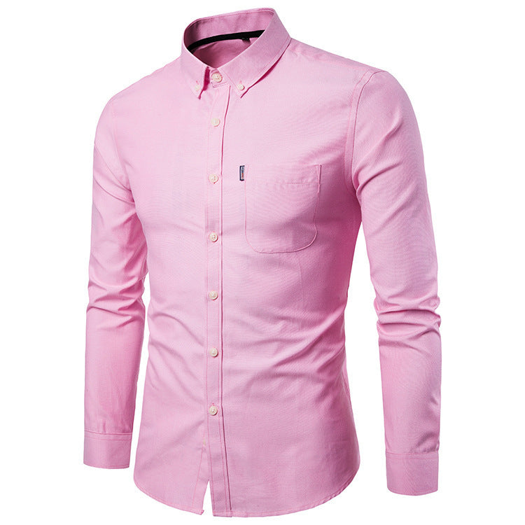 Men Shirts Slim Long Sleeve Dress Shirt