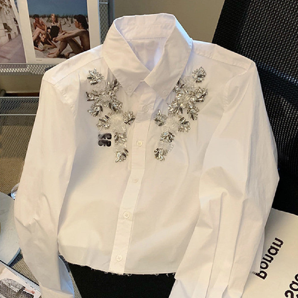 Women's Fashion Heavy Industry Nailed Beaded Top