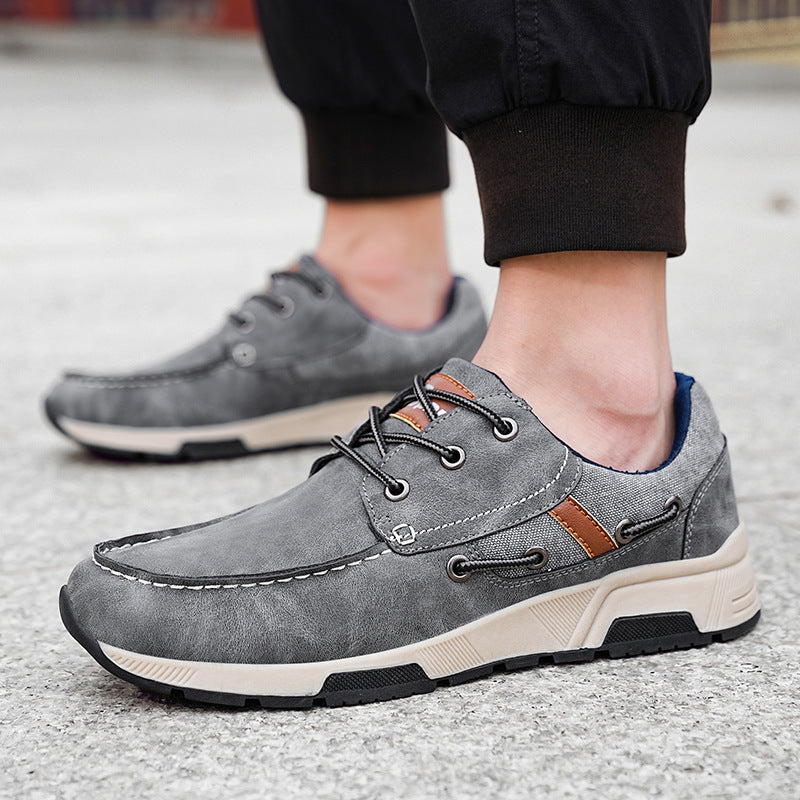Men's Plus Size Leather Breathable Casual Commuter Sneakers