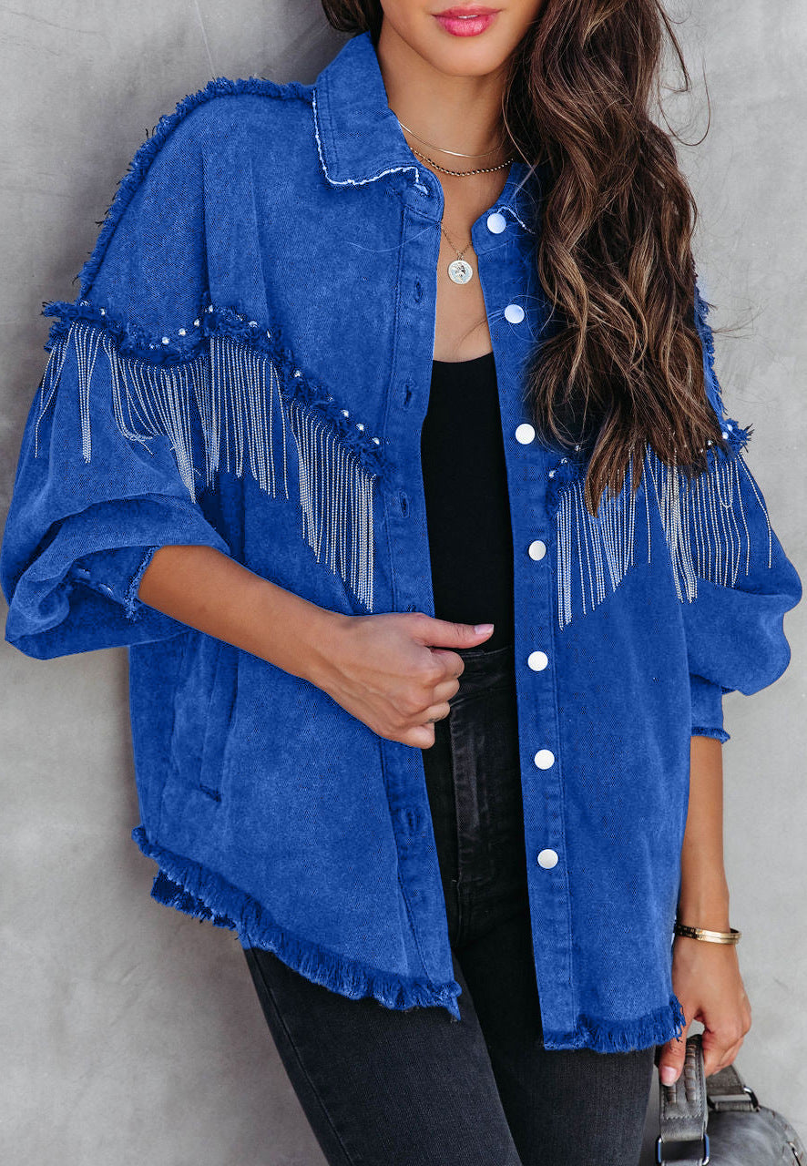 Heavy Industry Chain Rivet Single-Breasted Street Fashion Coat